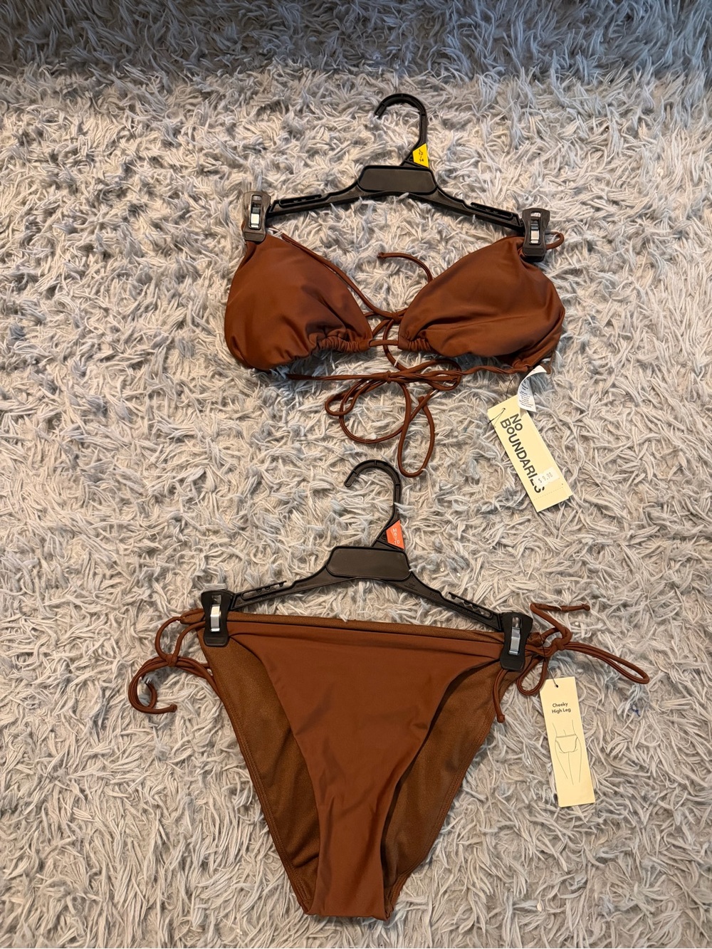 No Boundaries Brown Tie-Back Triangle Bikini Set